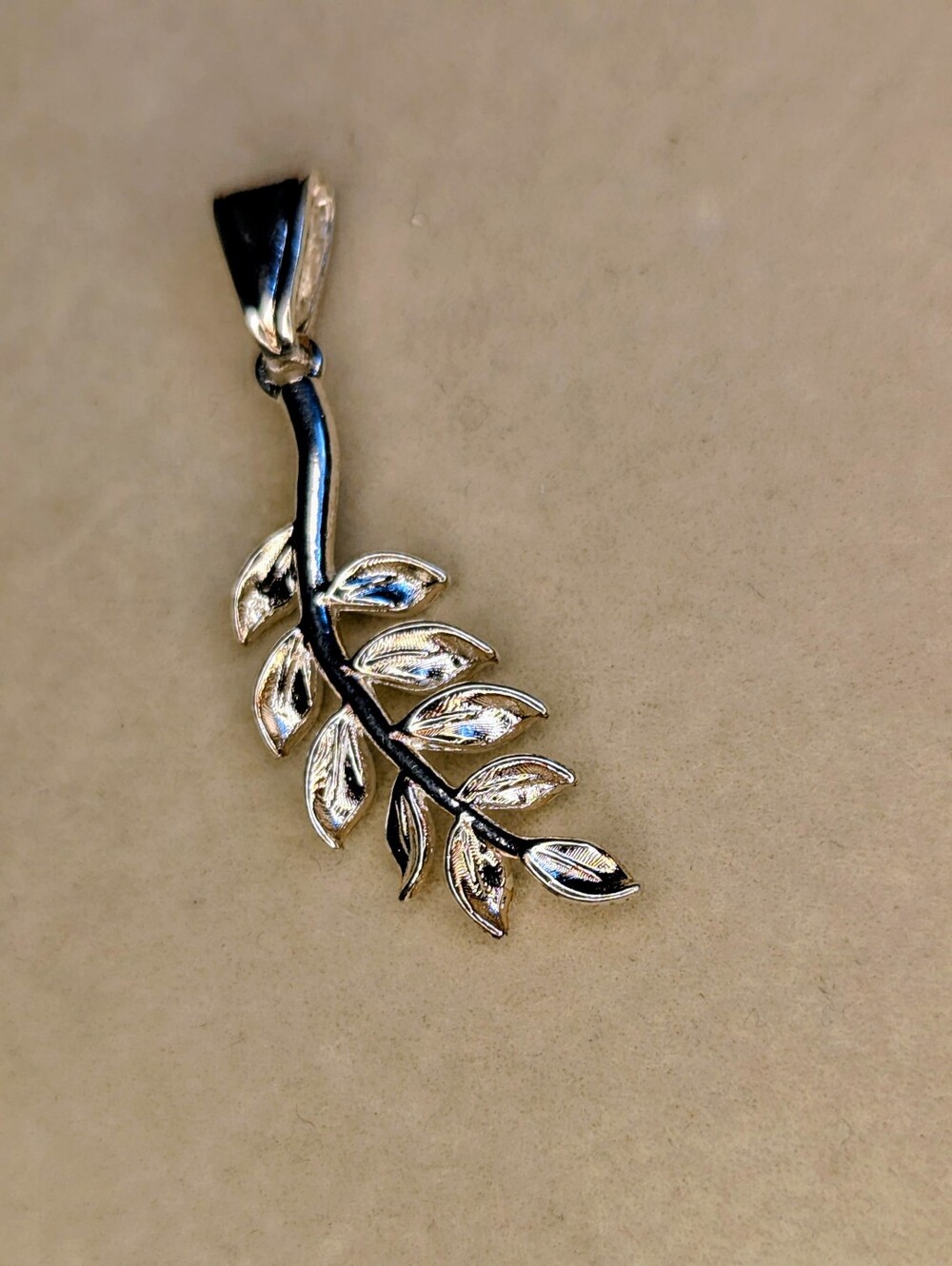 18K Brazilian Gold Filled Olive Branch Pendant. W072626-2